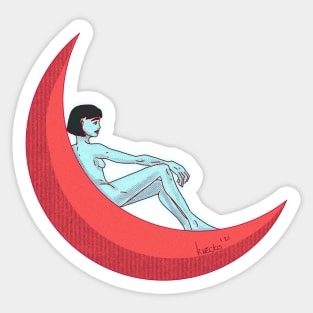 Girl on the moon without background Sticker